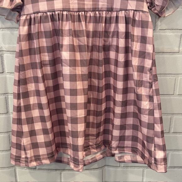 Boutique Marie Nicole Girls 12-18 Months (XS) Pink Plaid Farm Animals Dress - Picture 9 of 9